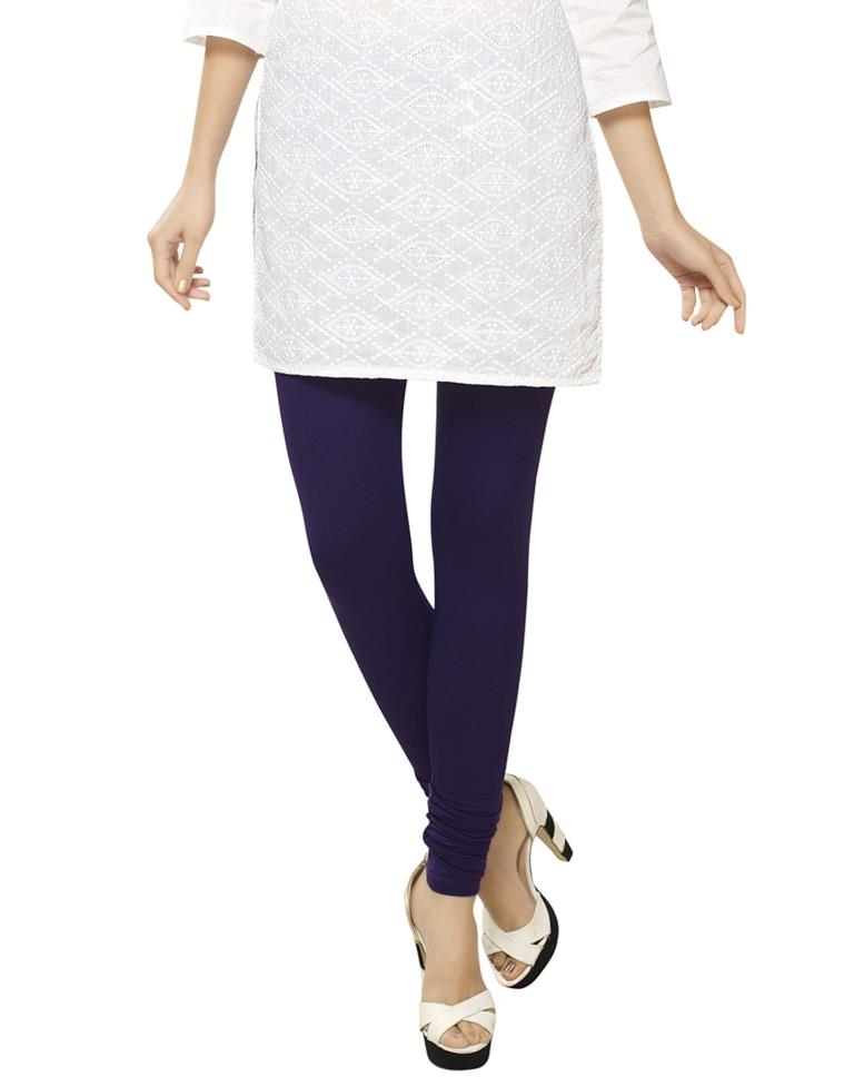 Divine Navy Blue Coloured Plain Cotton Leggings | Sudathi