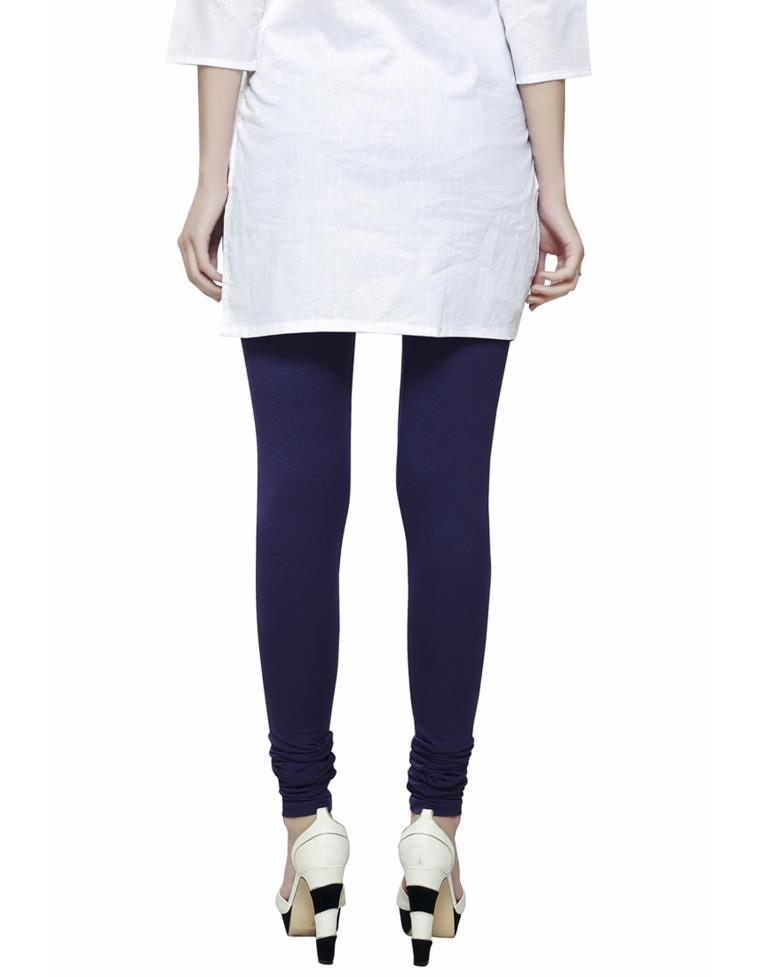 Divine Navy Blue Coloured Plain Cotton Leggings | Sudathi