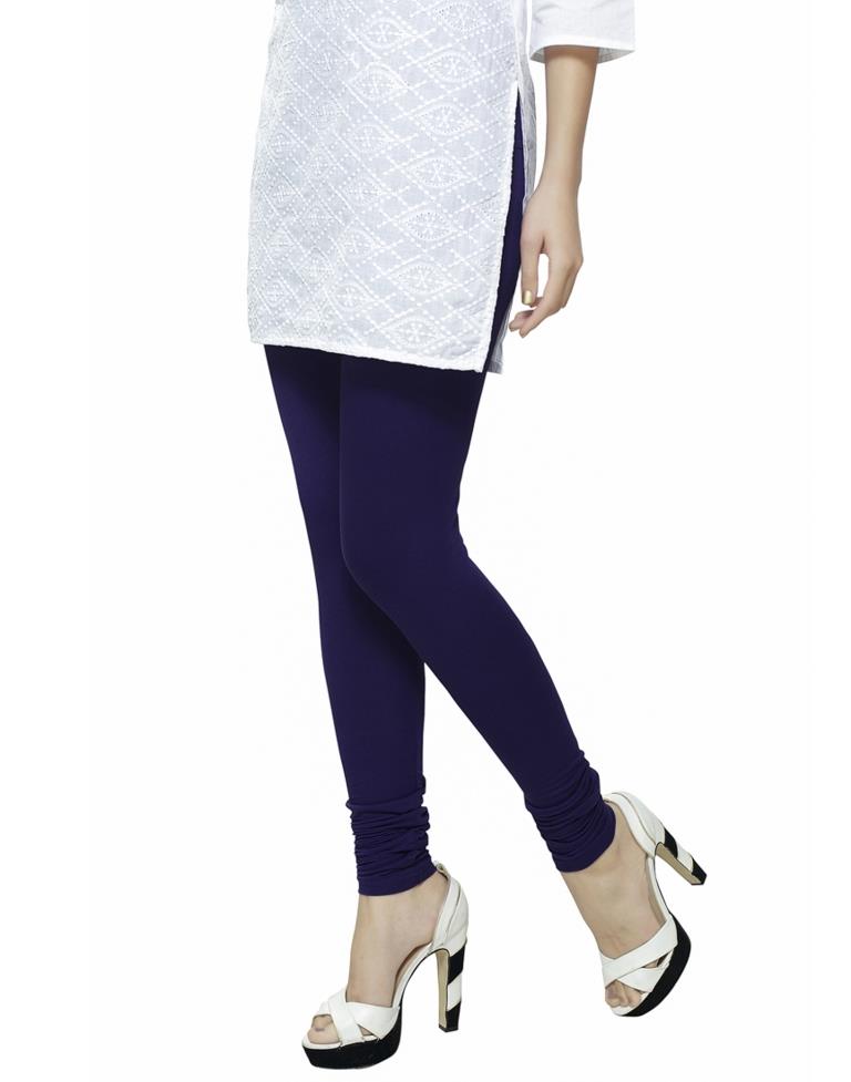 Divine Navy Blue Coloured Plain Cotton Leggings | Sudathi