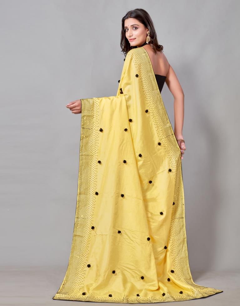 Yellow Coloured Poly Silk Embellished Saree | Sudathi