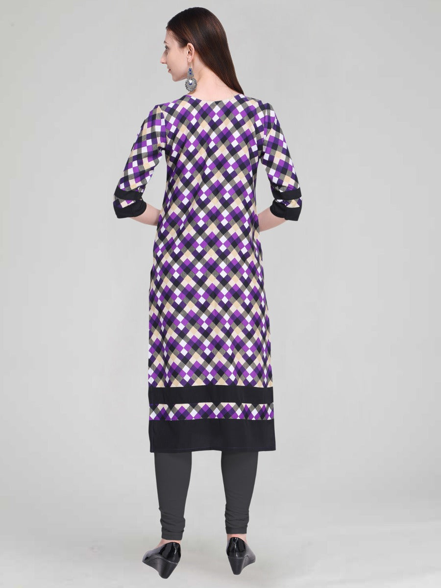 Purple Coloured Printed Crepe Kurti | Sudathi