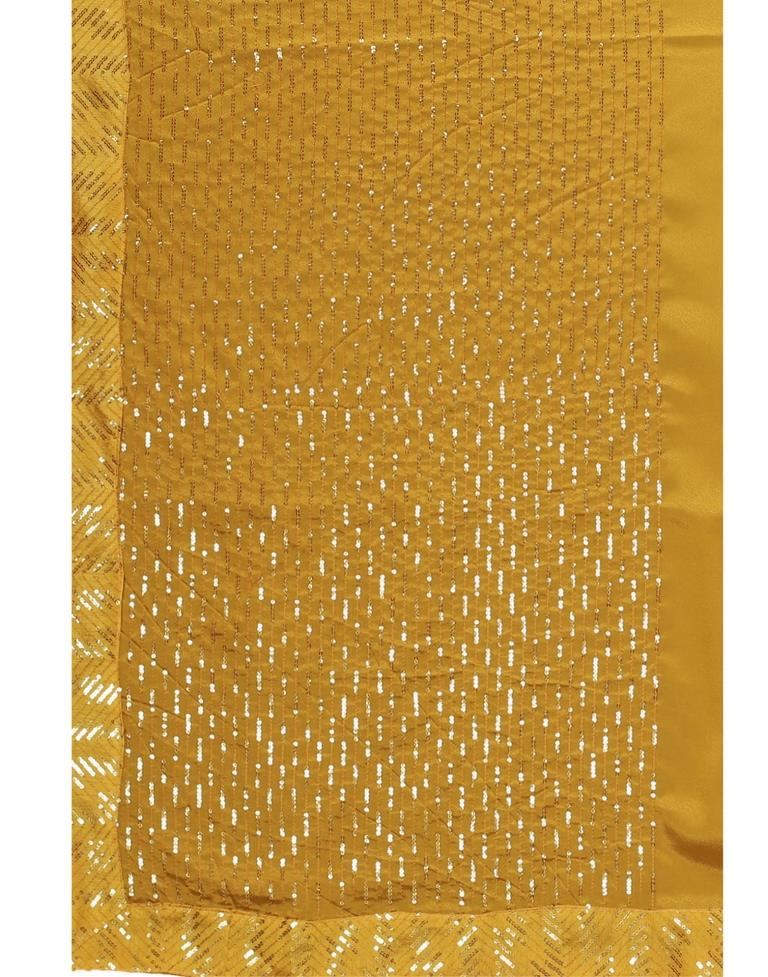 Turmeric Yellow Embroidered Silk Saree | Sudathi
