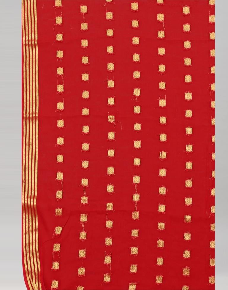 Red Weaving Chiffon Saree