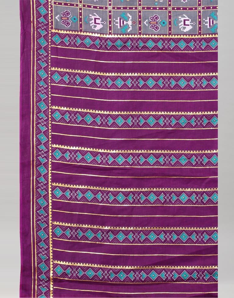 Grey Cotton Patola Saree | Leemboodi