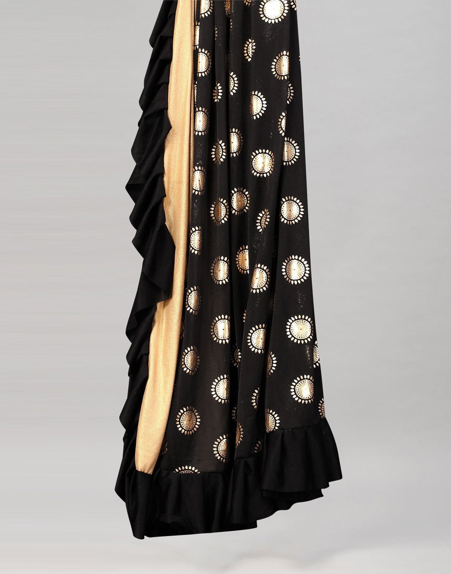 Black Printed Pre-draped Saree | Leemboodi