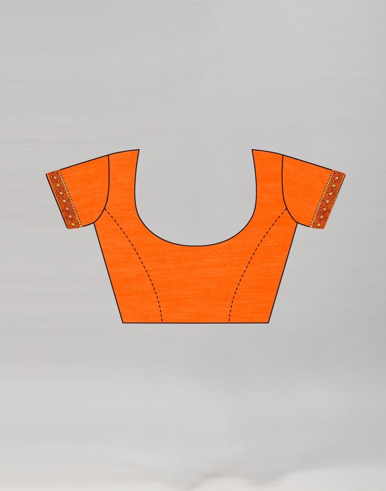 Orange Printed Georgette Saree