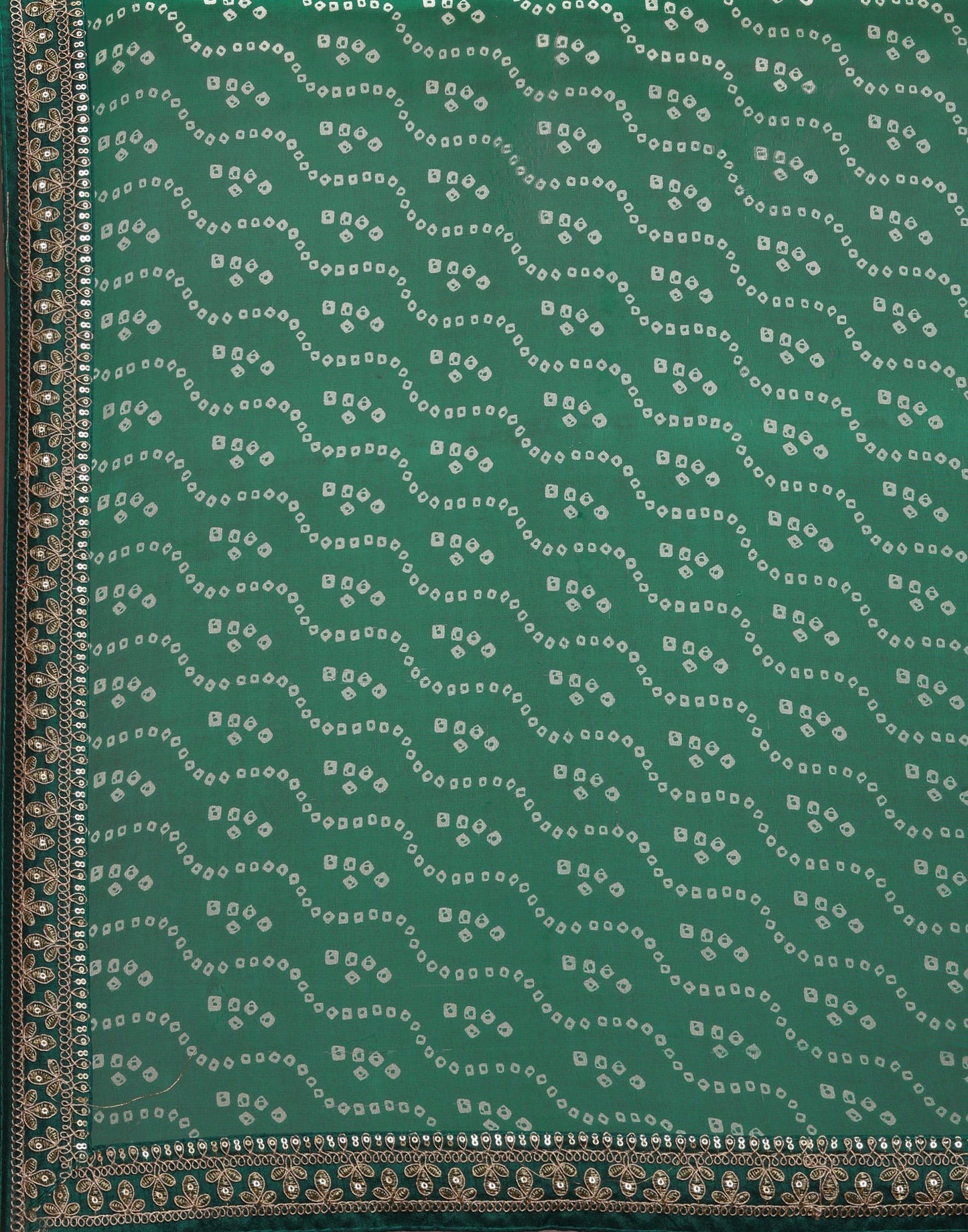 Green Bandhani Saree with Embroidery Border | Sudathi