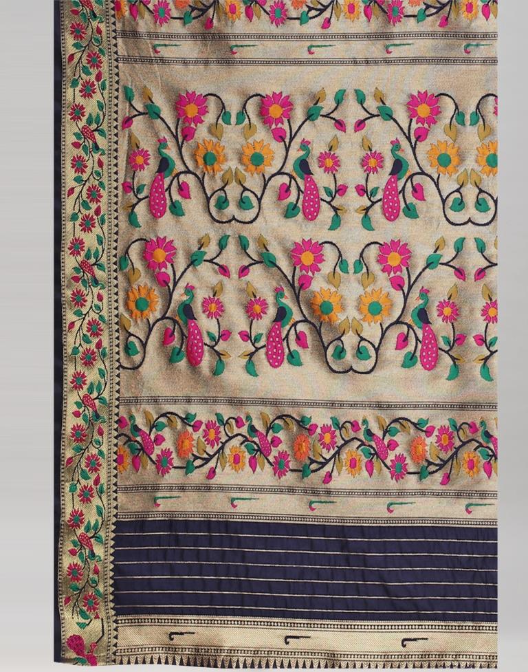 Navy Blue Paithani Slik Saree | Sudathi