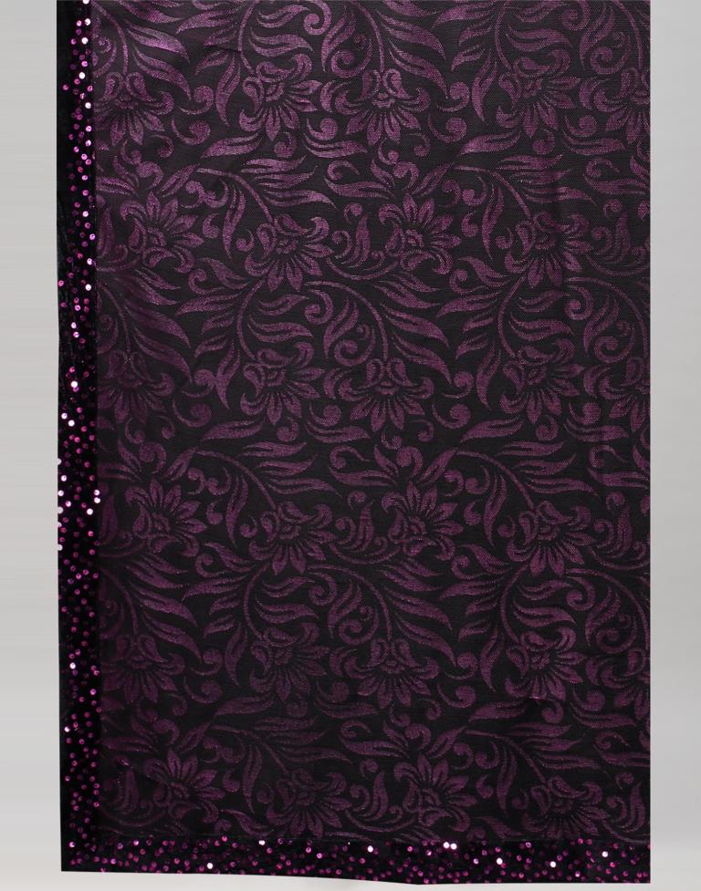Wine And Black Woven Sequence Saree | Sudathi