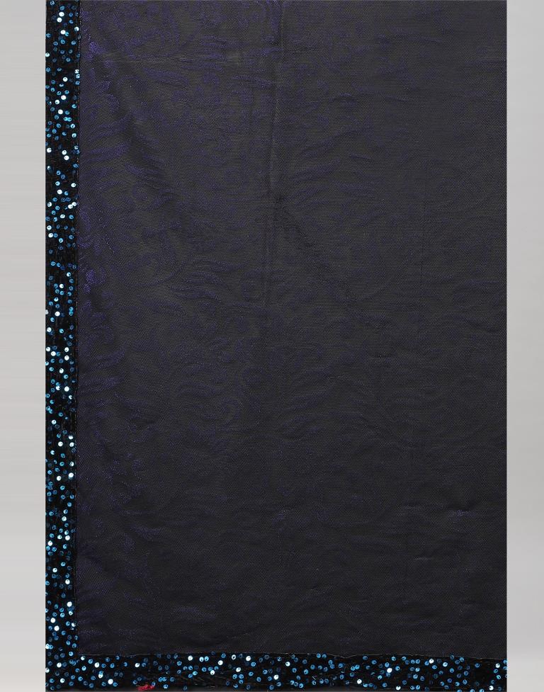 Violet And Black Woven Sequence Saree | Sudathi