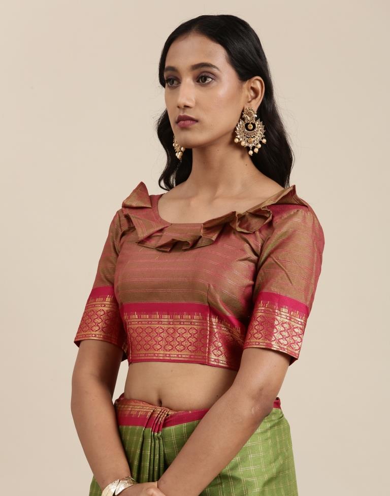 Olive Green Silk Saree | Sudathi