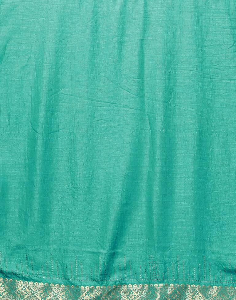 Turquoise Blue Plain Silk Saree