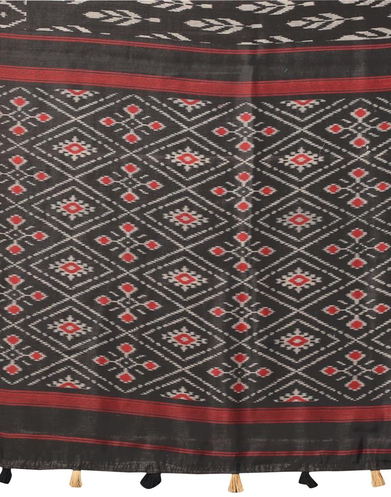 Black Printed Cotton Saree