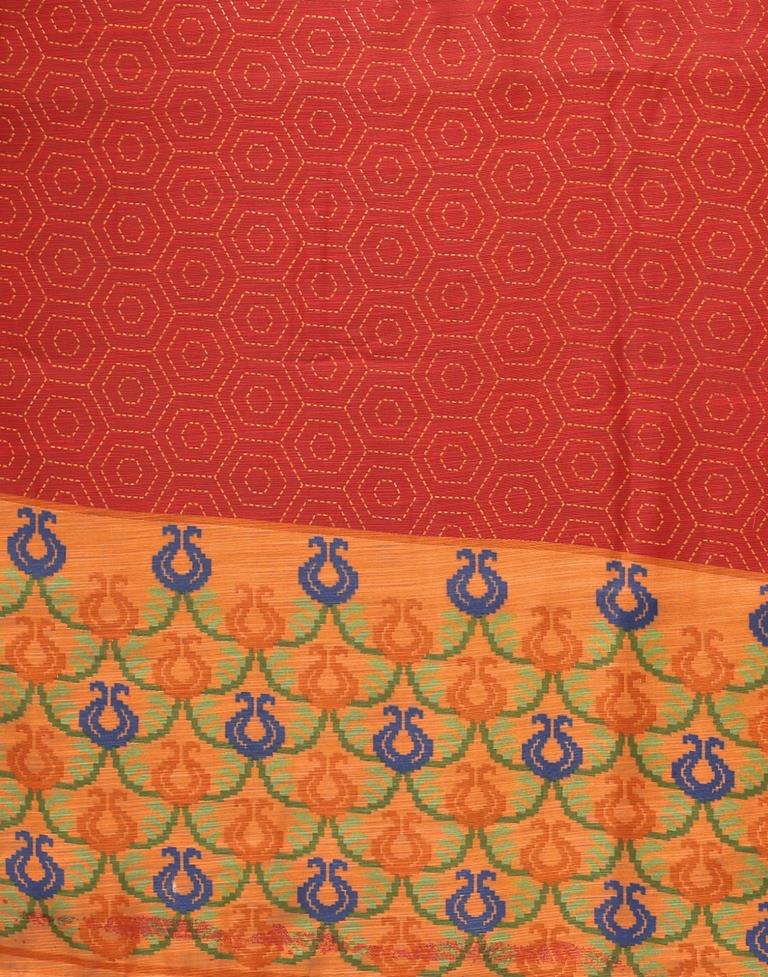 Red Printed Cotton Saree
