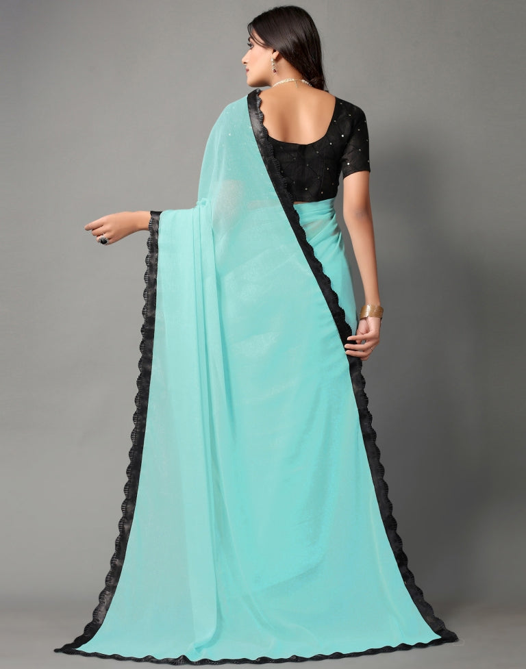 Acqua Blue Chiffon Saree | Sudathi