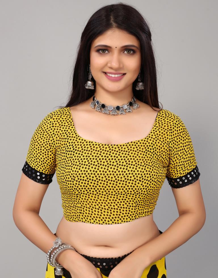 Yellow Printed Georgette Saree