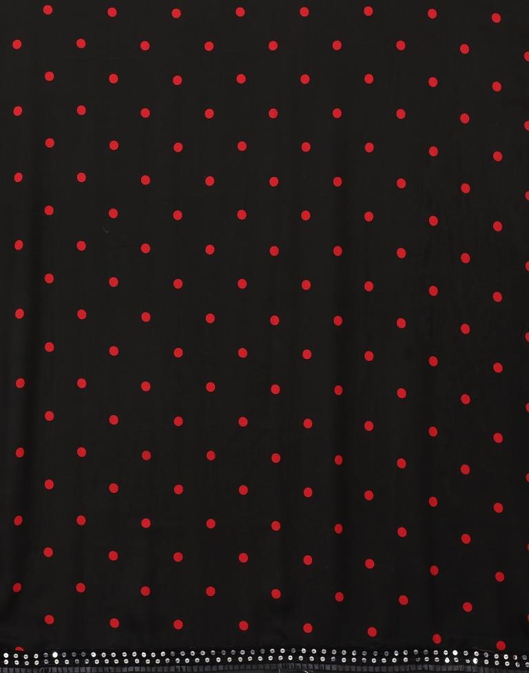 Red Printed Georgette Saree