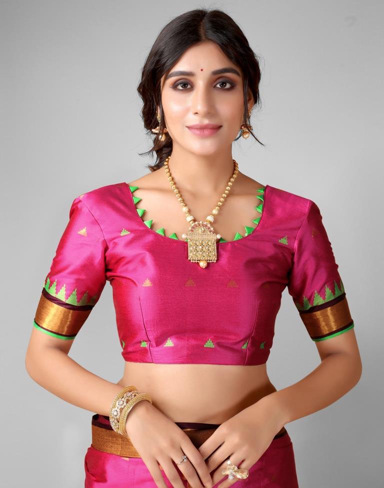 Rani Pink Banarasi Silk Saree