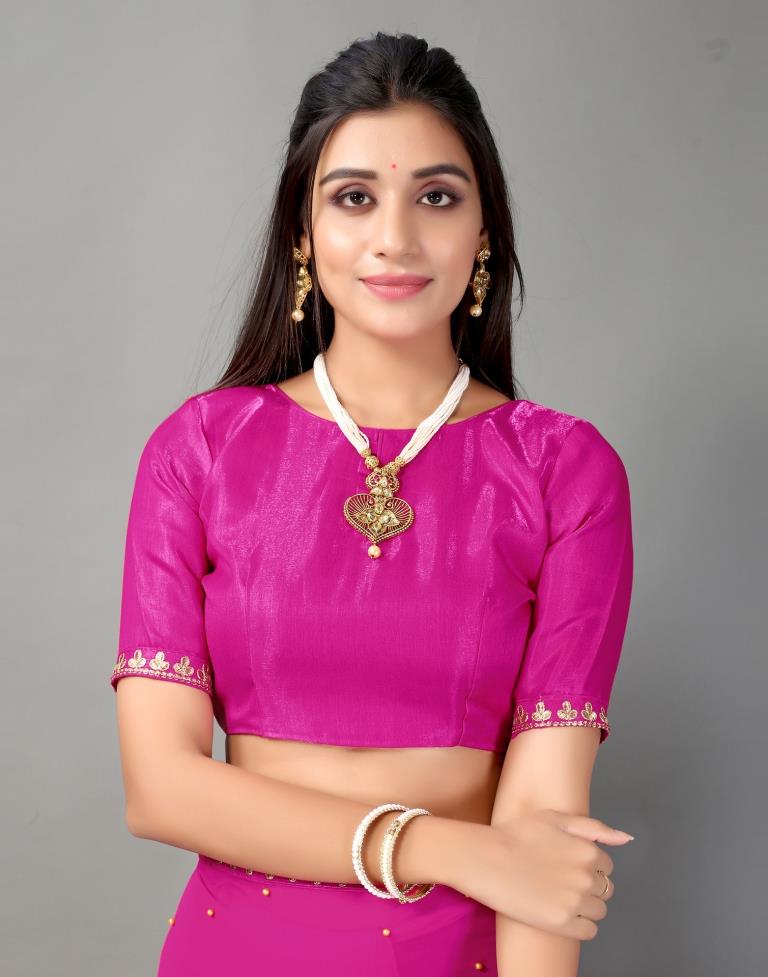 Pink Plain Georgette Saree