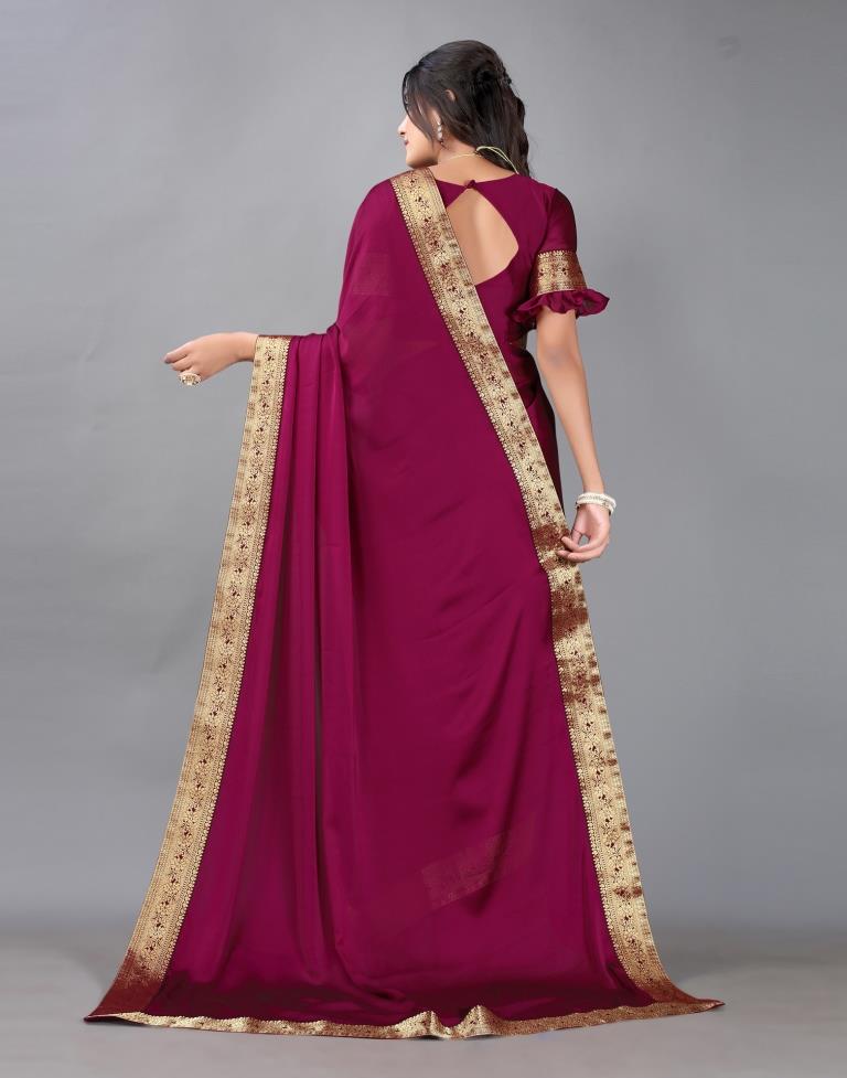 Wine Plain Georgette Saree