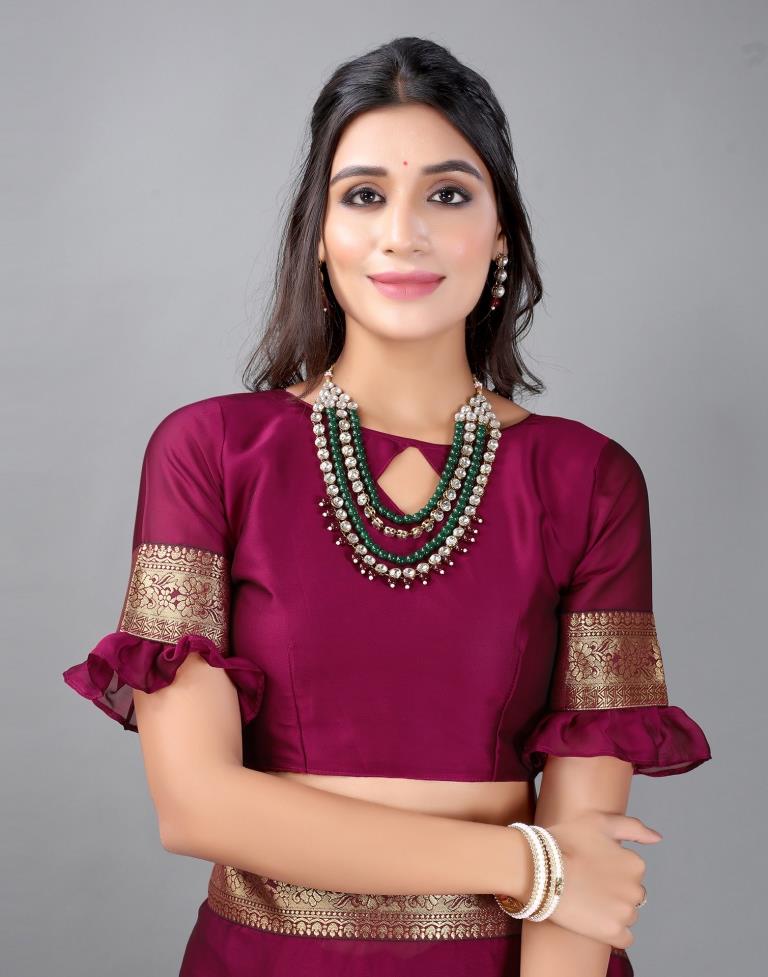 Wine Plain Georgette Saree