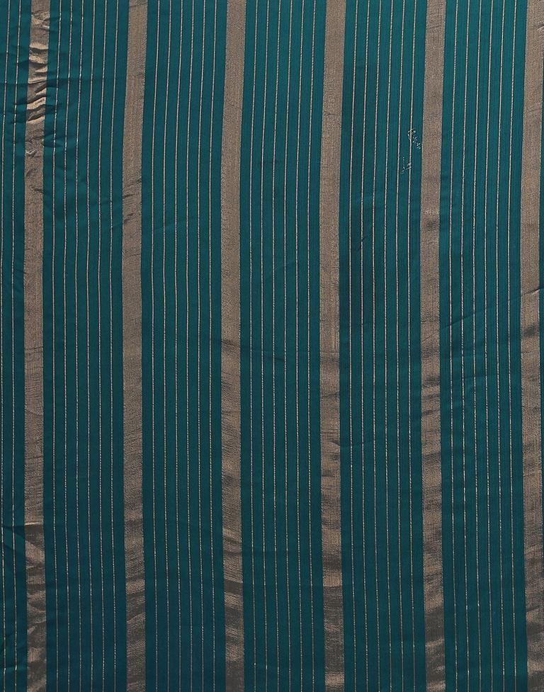 Teal Blue Self Woven Chiffon Saree