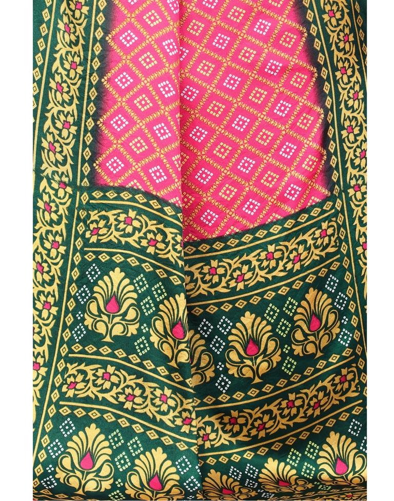 Pink Bandhani Silk Saree