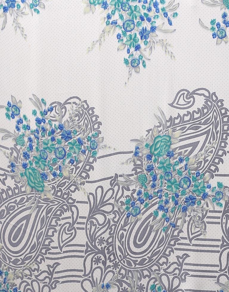 White Printed Georgette Saree