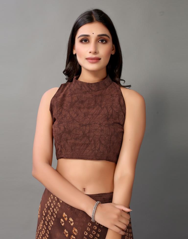 Brown Bandhani Georgette Saree