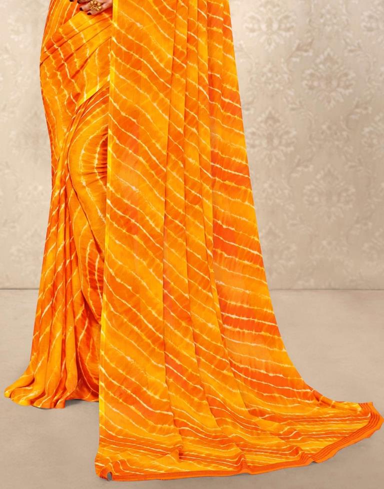Yellow And Orange Chiffon Saree | Leemboodi