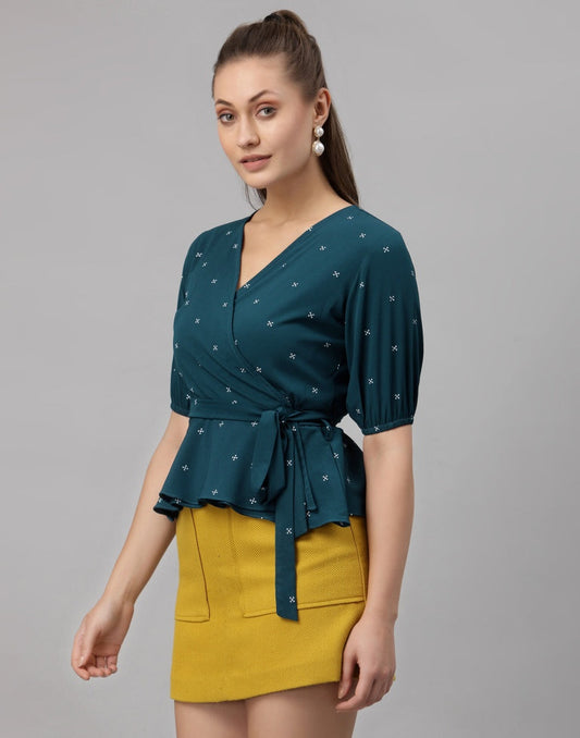 Teal Printed Top | Sudathi