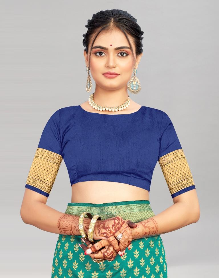 Rama Green Weaving Silk Saree