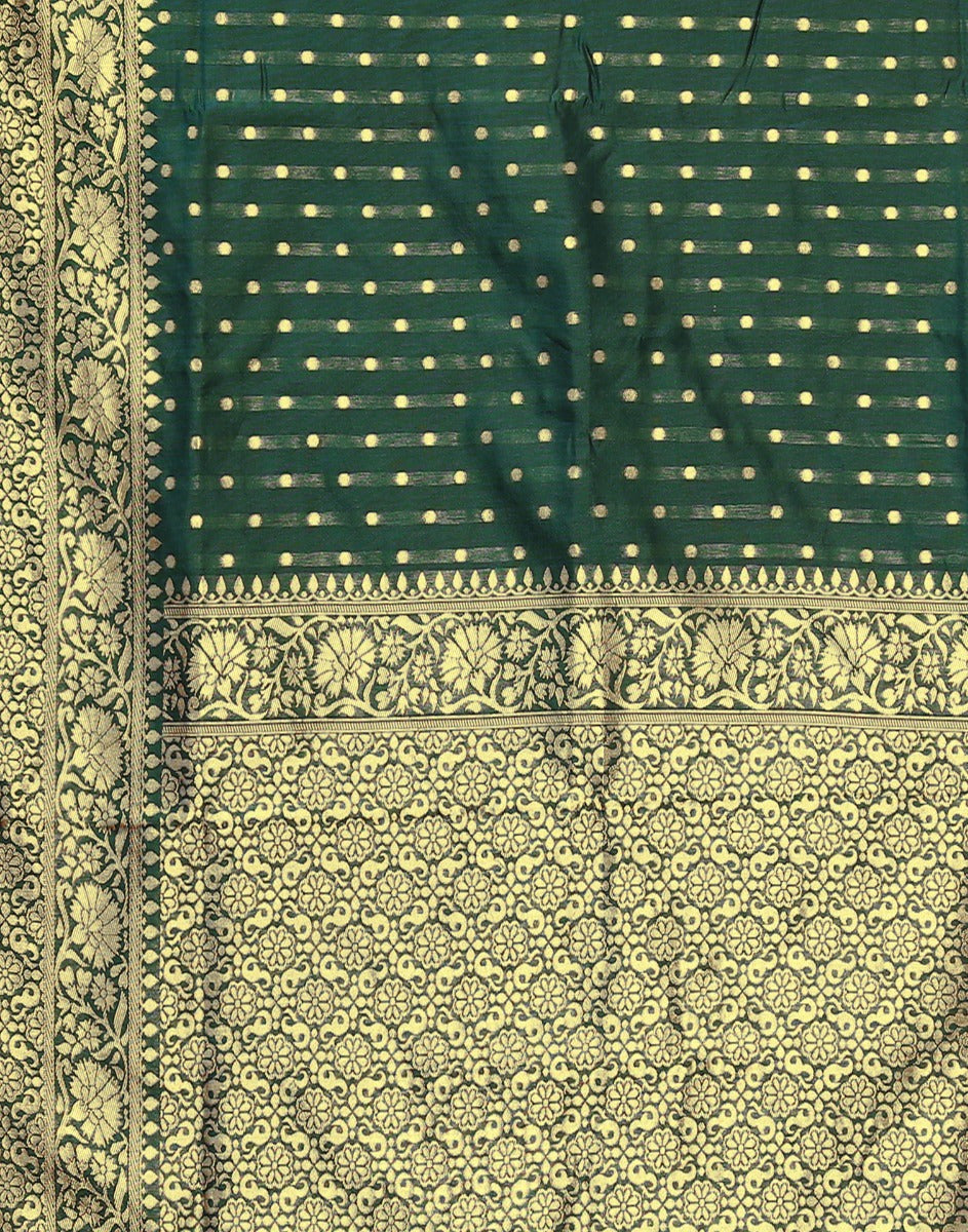 Bottle Green Banarasi Silk Saree | Sudathi