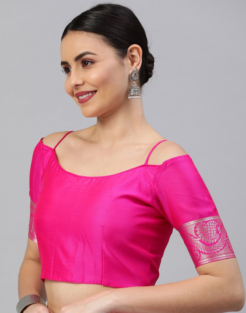 Pink And Silver Kanjivaram Silk Saree | Sudathi