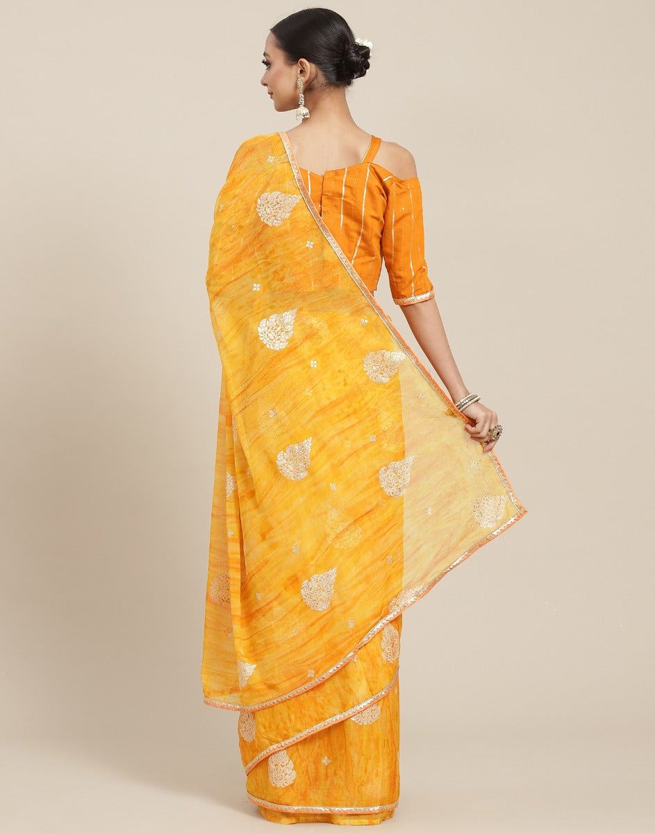 Yellow Chiffon Saree | Leemboodi