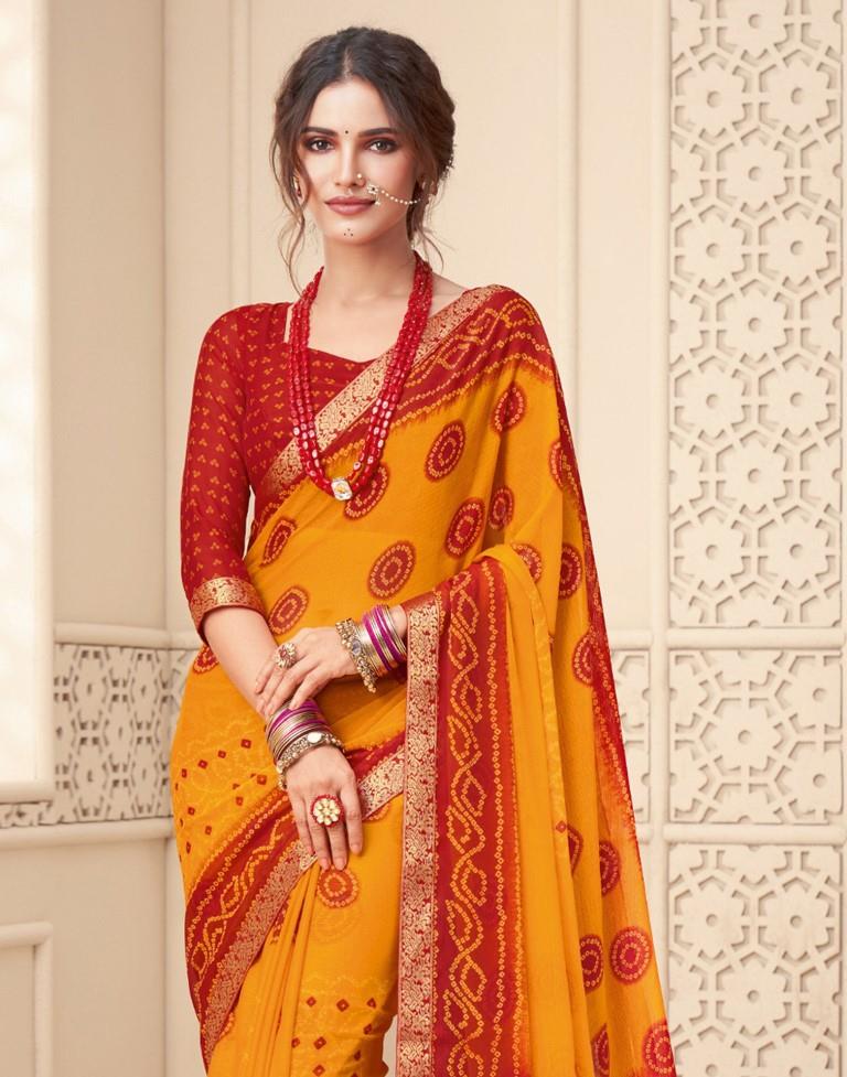 Yellow Bandhani Saree | Leemboodi