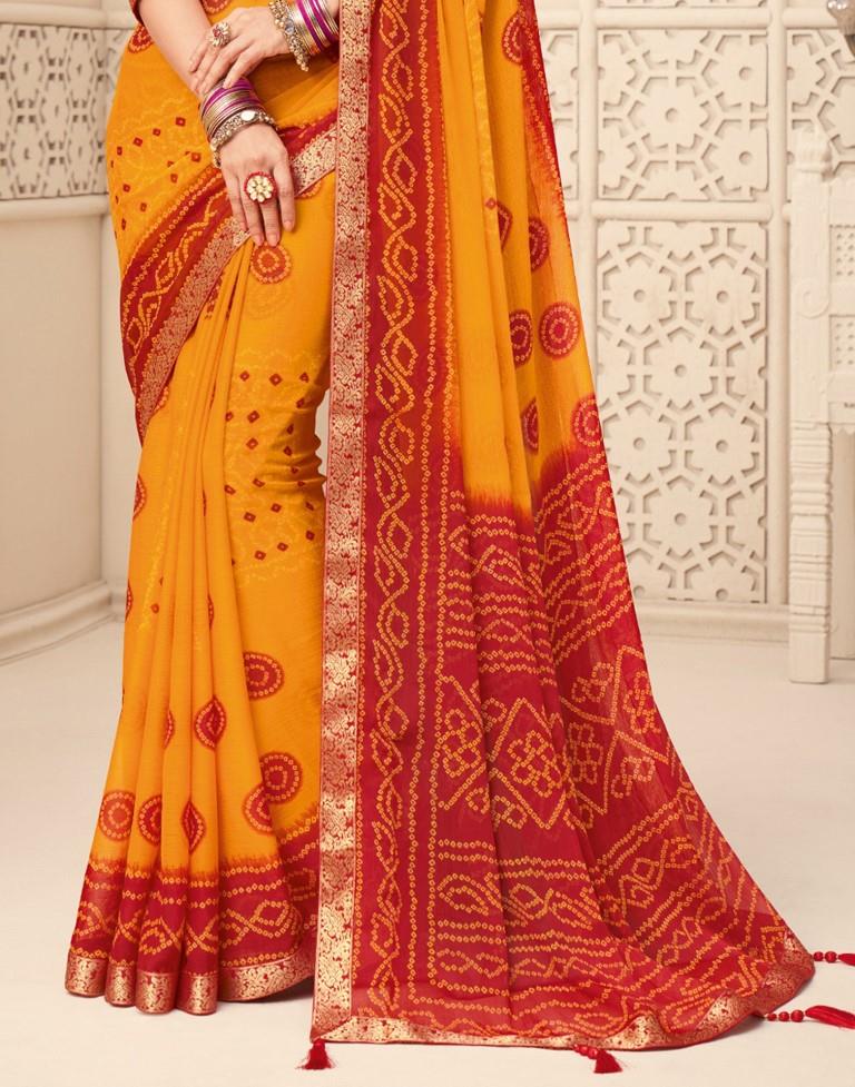 Yellow Bandhani Saree | Leemboodi