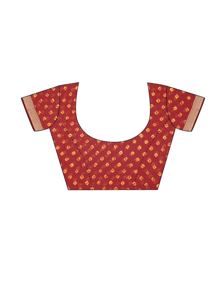 Red Chiffon Bandhani Saree | Leemboodi