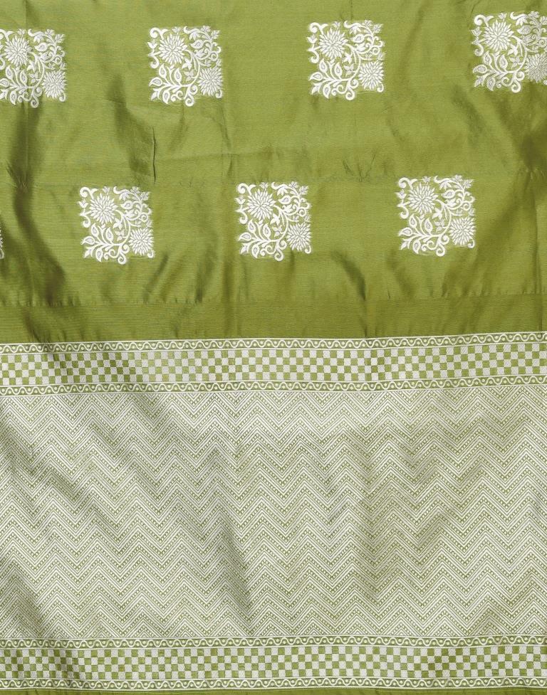Olive Green Weaving Silk Saree