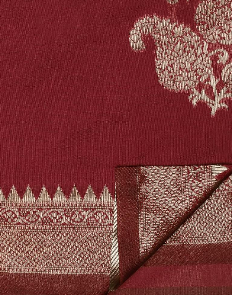 Maroon Weaving Silk Saree