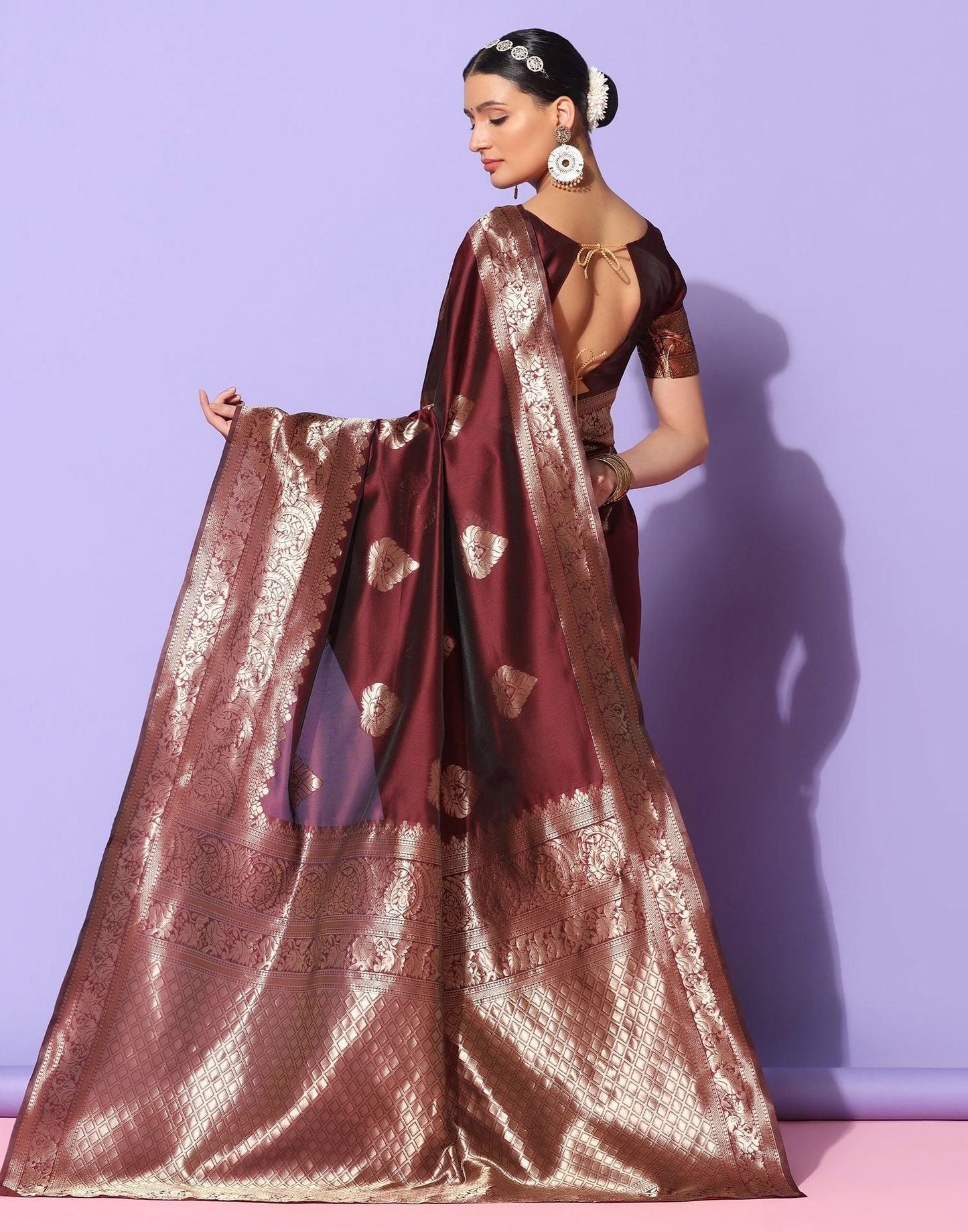 Maroon Banarasi Silk Saree | Sudathi