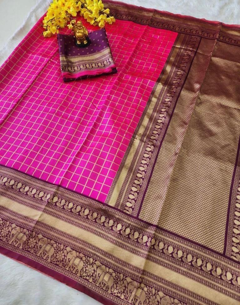Pink Kanjivaram Silk Saree | Sudathi