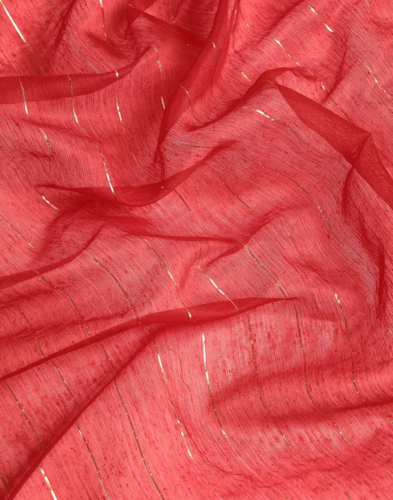 Light Red Cotton Embroidery Saree | Sudathi