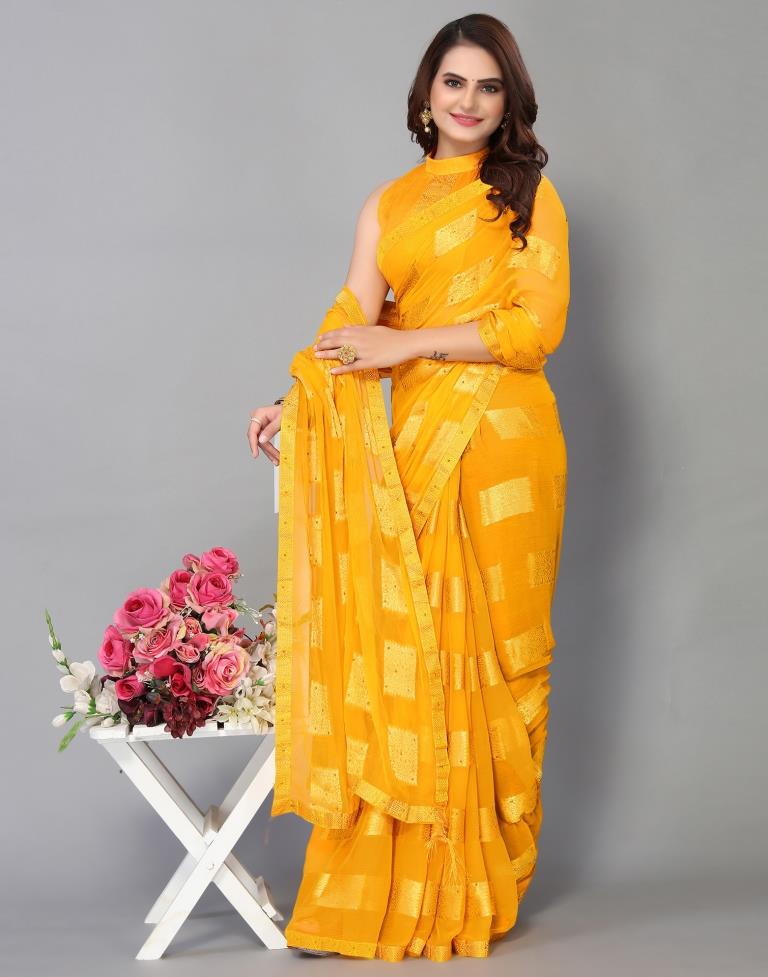 Yellow Chiffon Saree | Sudathi