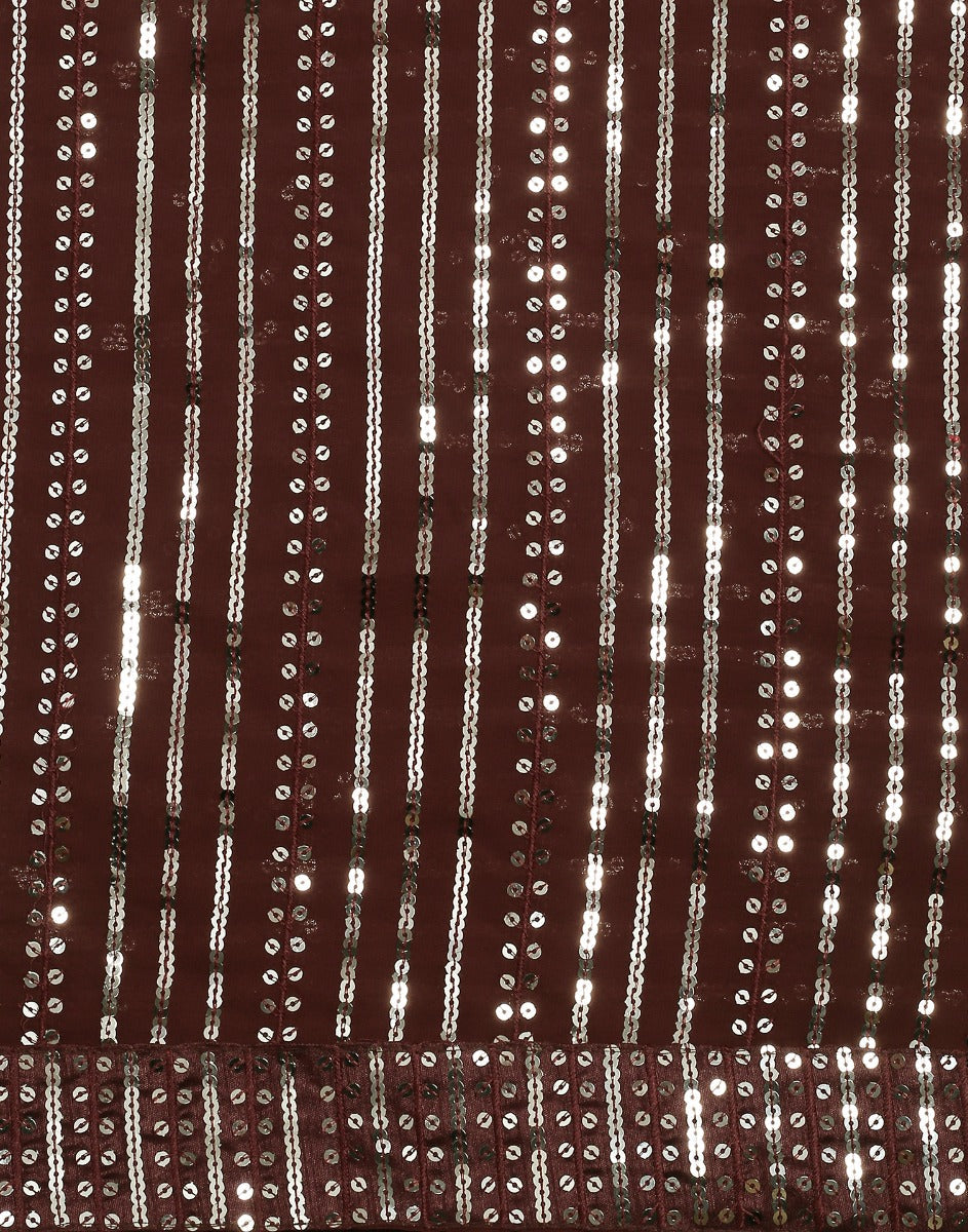 Brown Georgette Sequence Saree | Leemboodi