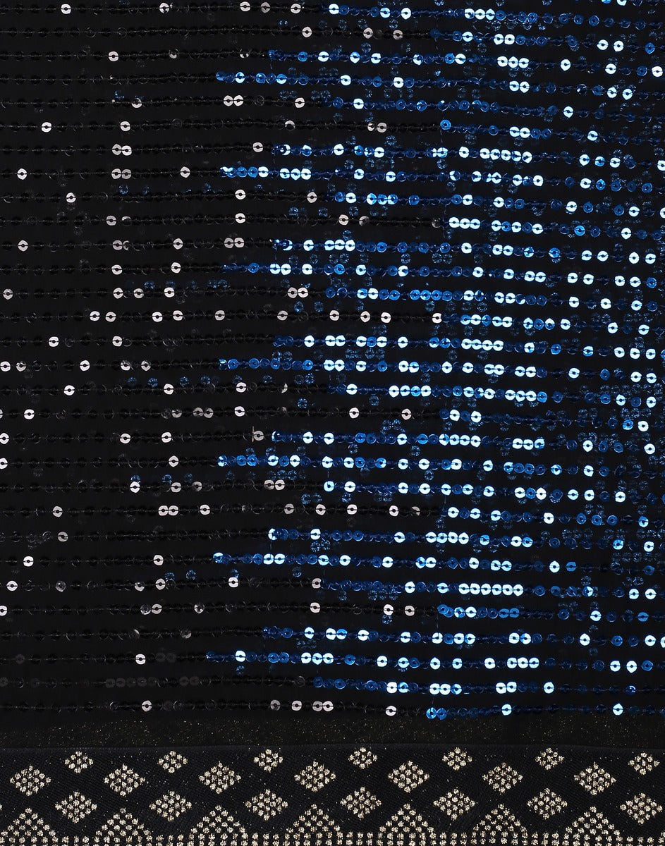 Black Georgette Sequence Saree | Leemboodi