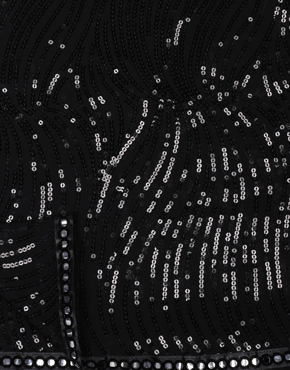 Black Georgette Sequence Saree | Leemboodi