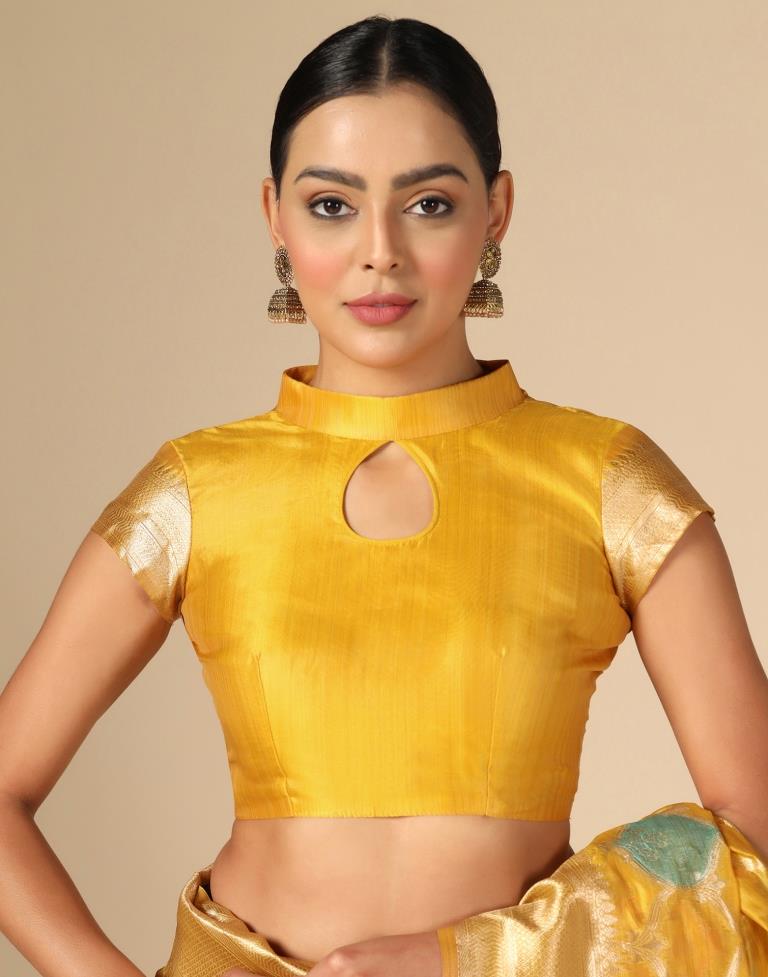Yellow Banarasi Organza Saree | Leemboodi