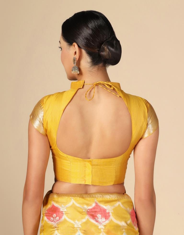 Yellow Banarasi Organza Saree | Leemboodi