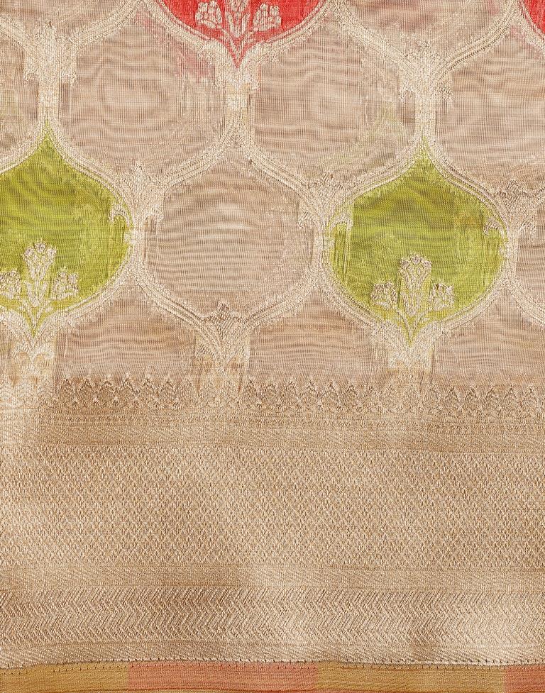 Beige Banarasi Organza Saree | Leemboodi